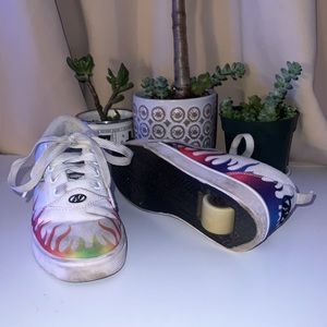 Heelys sneakers kids Youth 1 EU 32 with wheels white + flames